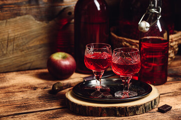 Homemade berry nalivka with chocolate