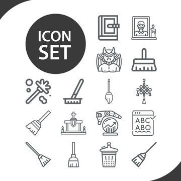 Simple set of witch related lineal icons.
