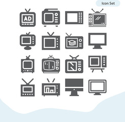 Simple set of televisions related filled icons.