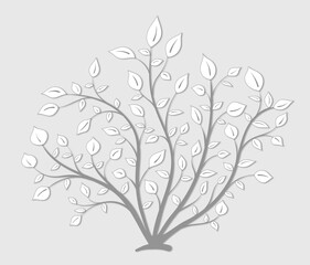 Bush plants with leaves on a gray background in vintage style