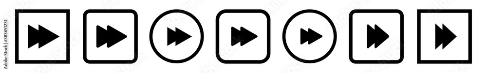 Poster forward button icon black line | fast buttons illustration | video audio player navigate symbol | ar
