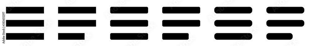Poster menu icon black | text line illustration | website user symbol | set bar logo | web setting sign | i