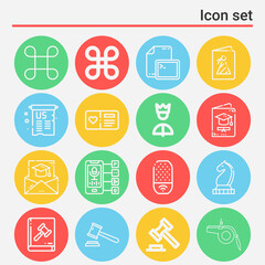 16 pack of bidding  lineal web icons set