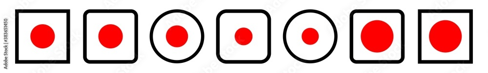 Poster record button icon red black line | rec buttons illustration | video audio player navigate symbol | 