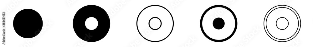 Poster record button icon circle black | rec buttons illustration | video audio player navigate symbol | re