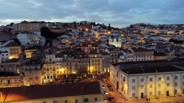 Lisbon. Aerial view in Lisboa, city pf Portugal. Drone Footage