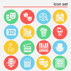 16 pack of movie house  filled web icons set