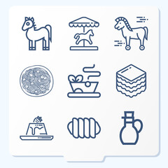 Simple set of 9 icons related to mare