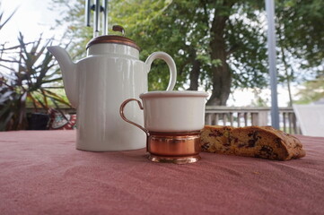 Copper Coffee Pot w Biscotti