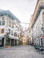 Obraz premium walk the streets of the city with beautiful houses. style of city construction