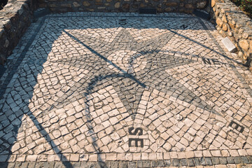 a large star carved on the earth with the marks of the four corners of the world