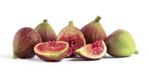 Fresh figs fruit. Slices. Isolated on white background