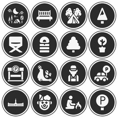 16 pack of camping  filled web icons set
