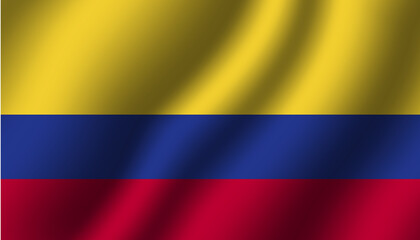 colombia national wavy flag vector illustration