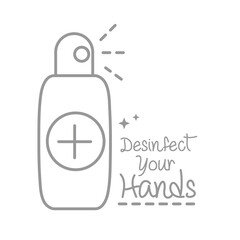 new normal, disinfect your hands spray alcohol prevention, after coronavirus, hand made line style