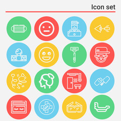 16 pack of mask  lineal web icons set