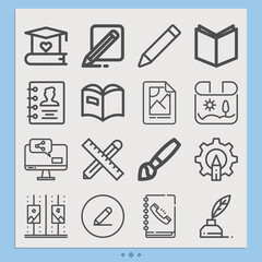 Simple set of publish related lineal icons.