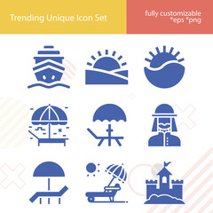 Simple set of coast related filled icons.