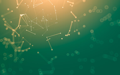 Abstract background. Molecules technology with polygonal shapes, connecting dots and lines. Connection structure. Big data visualization.