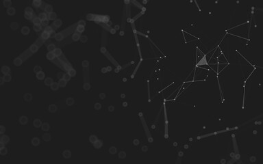 Abstract background. Molecules technology with polygonal shapes, connecting dots and lines. Connection structure. Big data visualization.