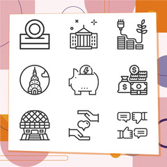Simple set of 9 icons related to preservation