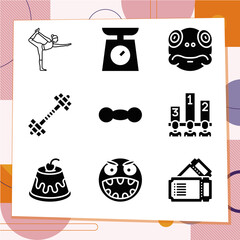 Simple set of 9 icons related to lose