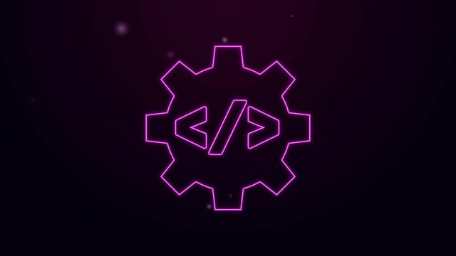 Glowing neon line Web design and front end development icon isolated on black background. 4K Video motion graphic animation.