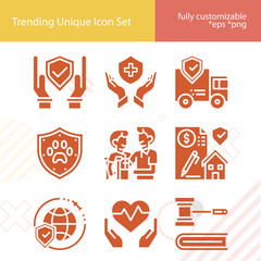 Simple set of national insurance related filled icons.