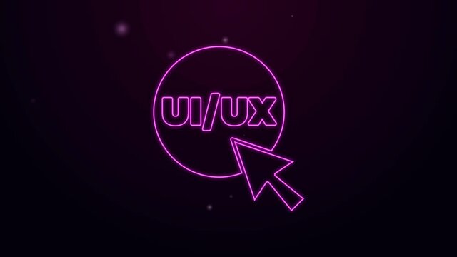 Glowing neon line UI or UX design icon isolated on black background. 4K Video motion graphic animation.