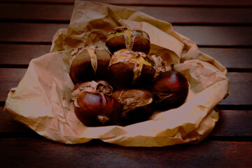 freshly roasted chestnuts, harvest 2020 
