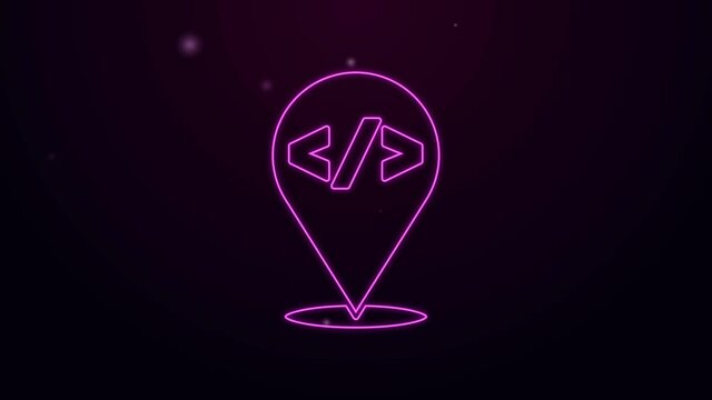 Glowing neon line Web design and front end development icon isolated on black background. 4K Video motion graphic animation.