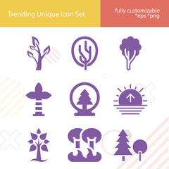Simple set of willow related filled icons.