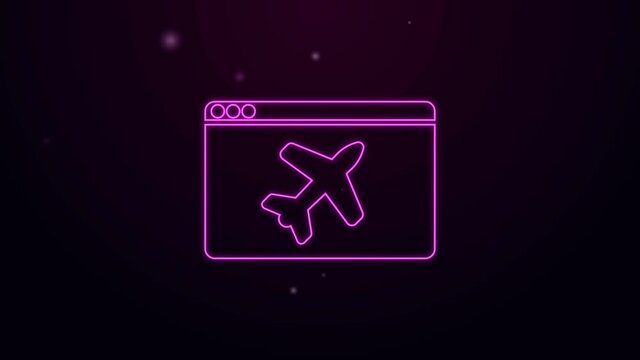 Glowing neon line Website template icon isolated on black background. Internet communication protocol. 4K Video motion graphic animation.