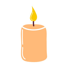 Burning candle isolated on a white background