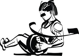 the vector illustration of the fit female athlete doing sit ups exercise
