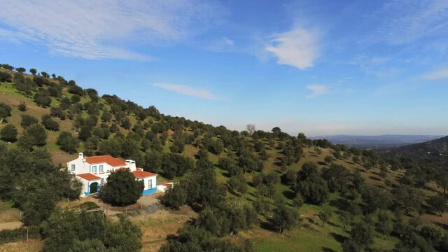 Evoramonte, village of Portugal with castle. Aerial drone Footage