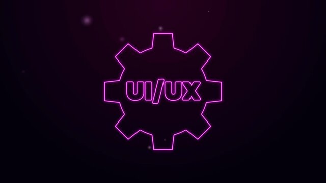 Glowing neon line UI or UX design icon isolated on black background. 4K Video motion graphic animation.
