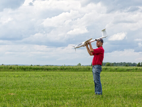 Man launches into the sky RC glider