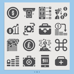 Simple set of crisis related filled icons.