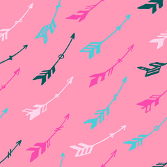 Cute boho arrows graphic seamless pattern. Ethnic apache design. Indigenous indian motif. Cupid 