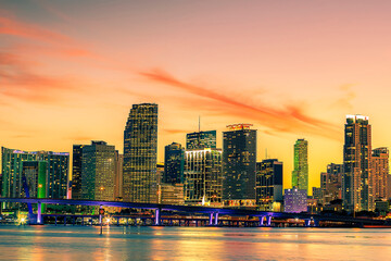 Famous cIty of Miami, summer sunset