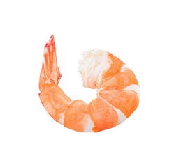 Cooked shrimp isolated on white background.