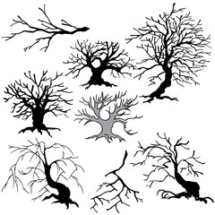 Tree silhouette illustration set