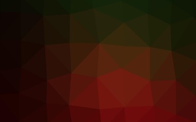 Dark Green, Red vector shining triangular pattern.