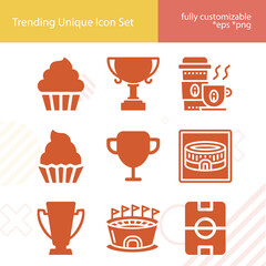 Simple set of brazil related filled icons.