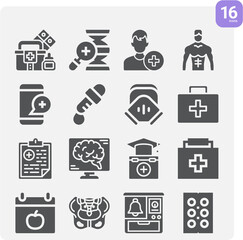 Simple set of doctors related filled icons.