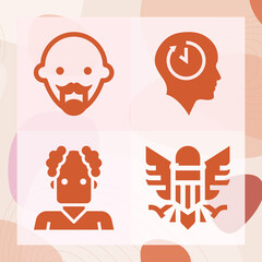 Simple set of bald related filled icons