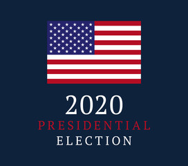 USA Vote banner. 2020 United States of America Presidential Election banner. Election background Vote 2020 with American flag