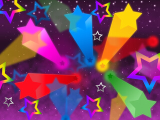 Colorful Stars Background Means Rainbow Space And Bright, 