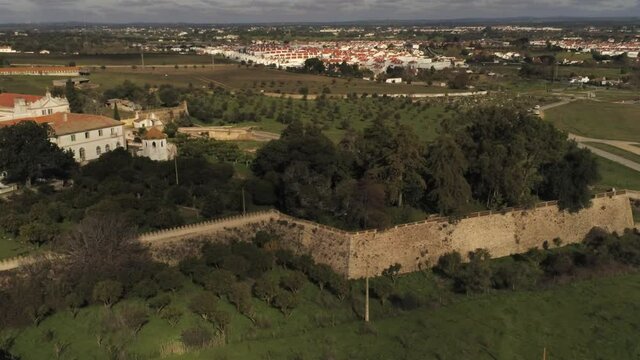 Evora, historical village of Portugal. Aerial Drone Footage